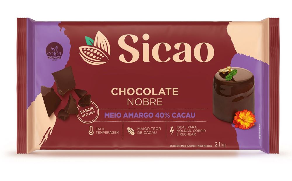CHOCOLATE NOBRE MEIO AMARGO SICAO BARRA 2,1KG    