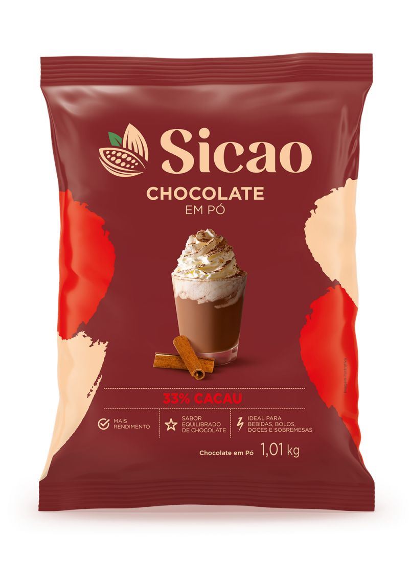 CHOCOLATE EM PO 33% SICAO PACOTE 1,01KG 