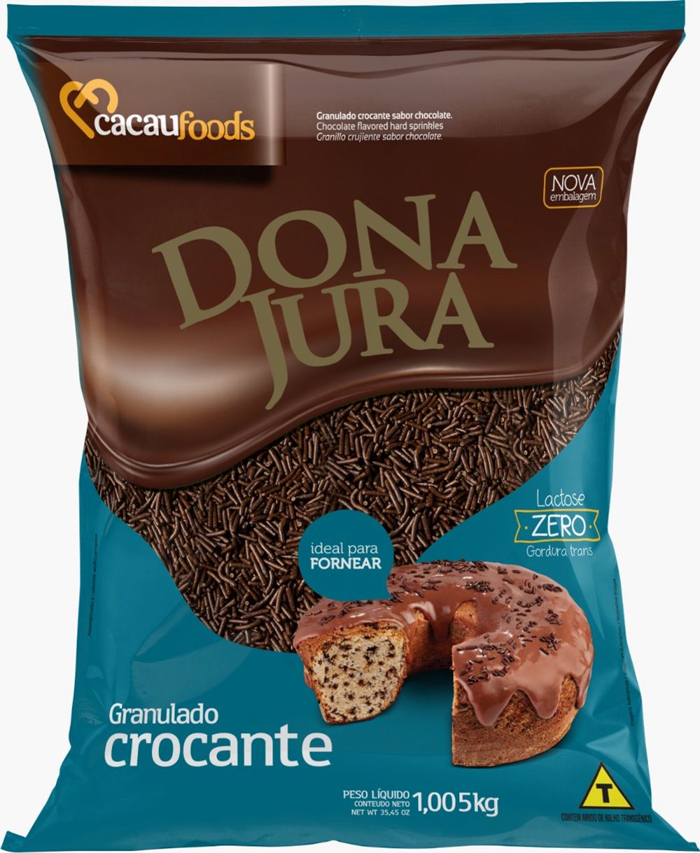 GRANULADO CROCANTE CHOCOLATE DONA JURA CACAU FOODS PACOTE 1,005KG  