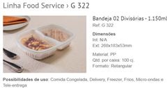 BANDEJA 2 DIVISORIAS FREEZER E MICROONDAS G-322 1150ML GALVANOTEK CAIXA COM 100 UNIDADES