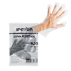 LUVA DESCARTAVEL TRANSPARENTE INOVEN CAIXA 100 UNIDADES