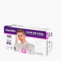 LUVA VINIL COM AMIDO TAMANHO P INOVEN CAIXA COM 100 UNIDADES